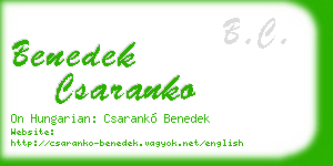 benedek csaranko business card