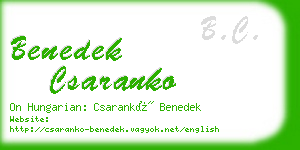 benedek csaranko business card